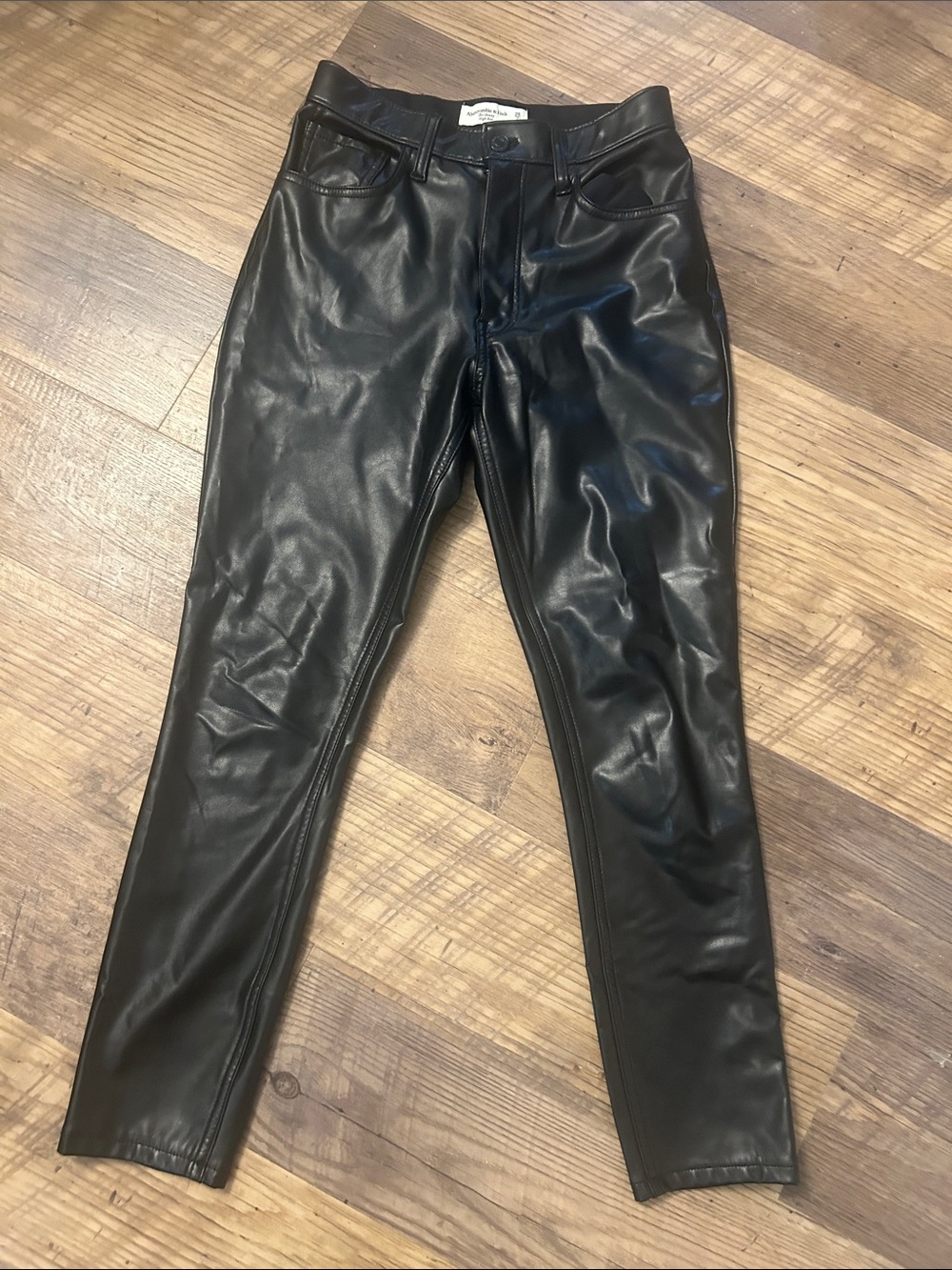 Abercrombie & Fitch Black Faux Leather skinny high rise Pants